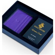 Resim Hediyelik Set Özel Kadın Edp Parfüm Ve Mor Deri Kartlık- Vanilya, Kahve, Armut Notalari, K-307-1 Amber 