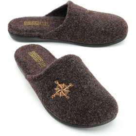 Resim Gezer Kışlık Erkek Keçe Çıkarılabilir Taban Ev Bahçe Terlik 