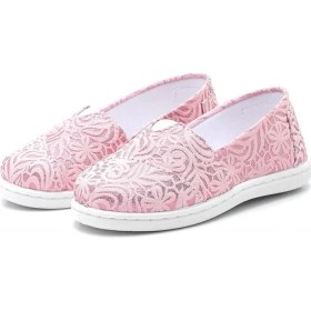 Resim First Step Çiçek Desenli Keten Çocuk Babet AYAKKABI-PEMBE-F-485 