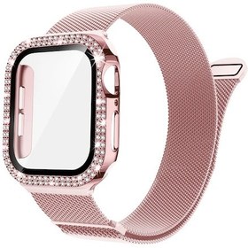 Resim Gateesat 40mm 41mm 44mm 45mm İwatch Ultra/2 Serisi Karma Renk 4 Mesh Metal Kayış + Pc Delikli Kılıf Manyetik Bileklik 