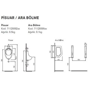 Resim Kale Optimum Pisuar Ara Bölme 56*34cm 