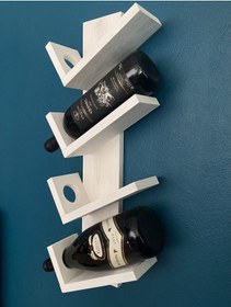 Resim Doğal Ahşap Vintage Şaraplık, Şarap Rafı, Beyaz 