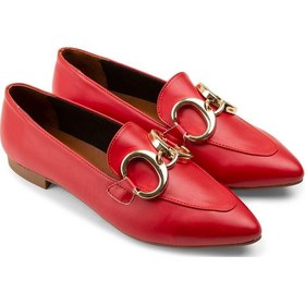 Resim Deery Hakiki Deri Kırmızı Tokalı Kadın Babet - 01911zkrmc01 Kırmızı 