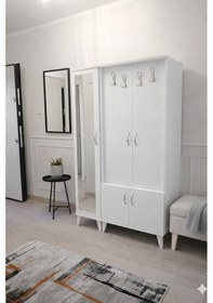 Resim Zerkaconcept Belin 3 Kapaklı Portmanto Vestiyer Ayakkabılık Dolap Byz - M2 Beyaz 