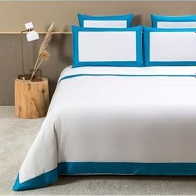 Resim Çift Kişilik Pamuk Saten Nevresim Takımı Beyaz Turkuaz Beyazturkuaz 200 X 220 