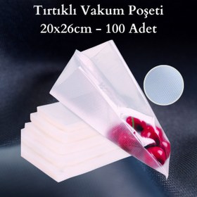 Resim Vakur Tırtıklı Vakum Makinesi Poşeti- Torbası - 100 Adet 20x26 Cm. 