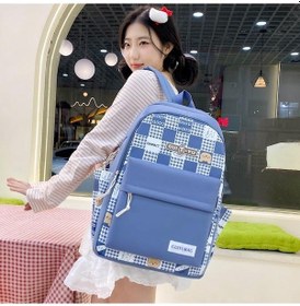 Resim Novahub Dört Parçalı Sırt Çantası Seti Çizgi Film Renk Bloğu Kadın Sırt Çantası Ortaokul Öğrenci Okul Çantası Mavi MAvi 