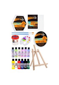 Resim Kare Yuvarlak Ve Altıgen Tuval 30 Cm 12 Renk Akrilik Boya Şövale 1 Paket 30x30 Cm Arkadan Zımbalı Astarlı Resim Tuvali 