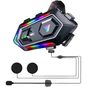 Resim Kafkas Store Tkndy 16 Mod Rgb Işıklı Motosiklet Intercom Çift Telefon Destekli 