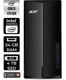 Resim ACER ASPİRE TC1760 EDTBHUEM004025 i3 12100 24GB RAM 4TB SSD FDOS MASAÜSTÜ BİLGİSAYAR 