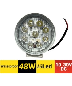 Resim Otokap Universal Off Road Projektör 9-30V 16 LED Yuvarlak Günışık Dışı Beyaz Tır Kamyon Iş Makinesi Çalışma Lambası 