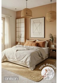 Resim Camelia Tek Kişilik Düz Ranforce Nevresim Set- Taş %100 Pamuk Yeşil 