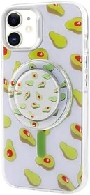 Resim Elfia iPhone 11 ile Uyumlu Desenli Tak-Çıkar Pop Soket Standlı Şarj Özellikli Kılıf, Yeşil 