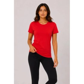 Resim Civetta Basic Tişört Bisiklet Yaka Kısa Kol Günlük Yazlık Slim Fit T-Shirt - Kırmızı 