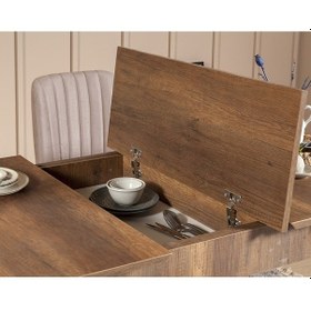 Resim Palermo Benchli Yemek Masası Takımı Ceviz Taş 