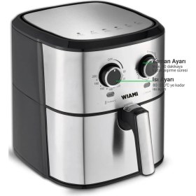 Resim Wiami 6.5 Lt Retro Yağsız Hava Fritözü TTAF-500MS Retro Airfryer 6.5lt 