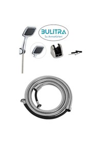 Resim Kare Mafsallı Duş Başlığı + Örgülü Spiral Duş Hortumlu Duş Seti Duş Seti Gümüş Plastik Tr Renkli 