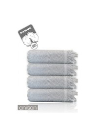 Resim 4'lı Gri Jelena El Havlusu - 50x90 Cm, 225 Gr, %100 Pamuk, Spa Ve Otel Havlusu, Günlük Kullanıma Uygun Gri 