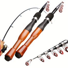 Resim 130.15cm/160.02cm/179.83cm Spinner Balıkçılık Çubukları Ultra-Hafif Karbon Fiber Teleskopik Seyahat Çubukları, Kompakt Katlanabilir Konfor Kavrama ile, Bass, Salmon, Trout, Büyük Balık, Tuna, Salmon için Uygun 