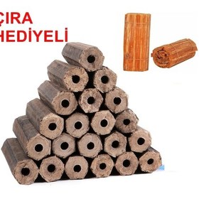 Resim Briket Şömine Odunu 25 Kg + Çıra 