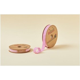 Resim Biye Kalın Çizgili Katlı F02 Pembe 2 cm 25 Metre %65 Koton %35 Polyester 