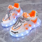 Resim Şarj Edilebilir Renkli Luminous Ayakkabılar, Mesh Nefes Alabilen Bahar ve Yaz Erkek ve Kız Gece Işığı Spor Ayakkabıları 
