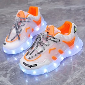 Resim Şarj Edilebilir Renkli Luminous Ayakkabılar, Mesh Nefes Alabilen Bahar ve Yaz Erkek ve Kız Gece Işığı Spor Ayakkabıları 