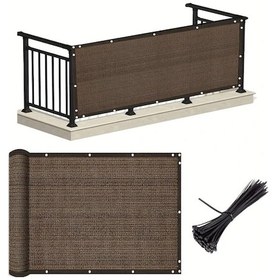 Resim Elmpaly Ağır Hizmet Gizlilik Çiti - 150gsm Rüzgar Ve Toz Önleyici Kahverengi Bahçe Paravanı 