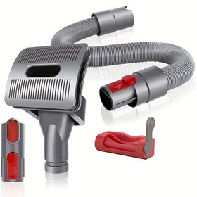 Resim Esnek Evcil Hayvan Bakım Vakum Ucu Dyson için - V11, V10, V8, V7, V15 Modelleriyle Uyumlu | Ayarlanabilir 50.8-152.4cm Uzatma Hortumu ve Hızlı Bağlantı Konnektörü ile Kolay Temizlenebilir Fırça Aracı | Köpek ve Kedi Yatakları, Ev Temizliği, Kablosuz Vakum Ucu için İdeal | Modern Vakum Aksesuarı | Hızlı Bağlantı Özelliği 