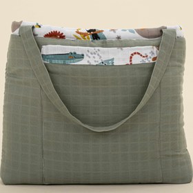 Resim Bebek Bakım Çantası - Haki Muslin - Hayvanat Bahçesi 