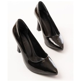 Resim Ellolita St-001 Siyah Rugan Günlük 9 Cm Topuklu Bayan Stiletto Ayakkabı Siyah 