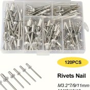 Resim 120 adet perçin - Yaylı perçin pense için uygun - Sağlam metal birleştirme ve genel yüzey işleme için dayanıklı metal alaşım el aletleri (Not: Perçin pensesi dahil değildir) 