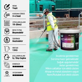 Resim Alkoru 13 kg Yeşil Likit Membran Renkli Reçine Esaslı Sıvı Su Yalıtım Malzemesi 