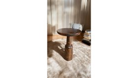 Resim Wood Wooden Ahşap Tekli Ürgüp Mantar Yan Sehpa Modern Ceviz Renk Fiskos 