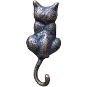 Resim Skygo Antika Tarz Dekoratif Pirinç Kedi Sırt Kapı Tokmağı, Taktak - 160x65mm, Oksit 