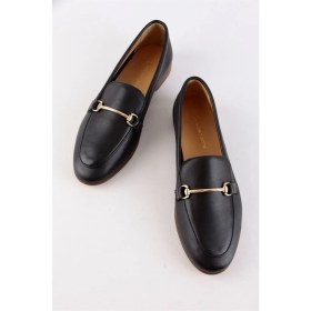 Resim Nilufarr Livia Siyah Hakiki Deri Kadın Loafer 