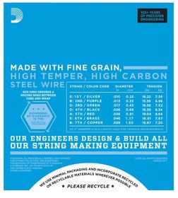 Resim D'Addario EXL110-7 XL Nickel 7 Telli Elektro Gitar Teli - Regular Light (10-59) 