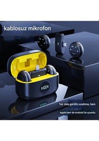 Resim Nm-store Kablosuz Profesyonel İkili Yayın Yaka Mikrofonu Şarj Kutu Mıknatıslı Typce Lightning Çıkış Mikrofon 