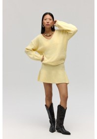 Resim Mai Collection Mai Studios Co. Nordis Volanlı Sarı Triko Mini Etek sarı 