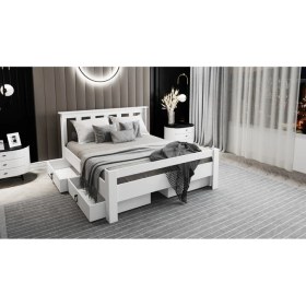 Resim Ninnimo Ni̇nni̇mo Arya Çi̇ft Ki̇şi̇li̇k 160X200 Yatak Uyumlu Beyaz Mdf Çekmeceli̇ Karyola - Maçy-1 