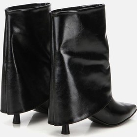 Resim Kadın Rugan Siyah Pantolon Görünümlü Topuklu Bot Siyah 