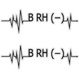 Resim Bt46S Kalp Ritmi Desenli B Rh Negatif Kan Grubu Etiketi 2Li Set 