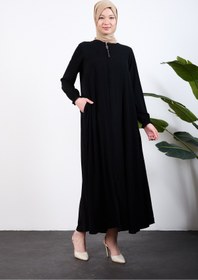 Resim OKTAYUSTA COLLECTİON Medine İpeği Mevlana Ferace Siyah 