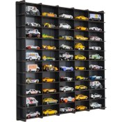 Resim Storemax 50 Araç Oyuncak Araba Rafı, 1:64 Ölçek Uyumlu Metal Oyuncak Araç Garaj Duvar Vitrini-Mavi 