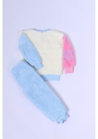 Resim Hçm Çocuk Peluş Alt-üst Takım Baskılı Kolları Renkli D23 Mavi 
