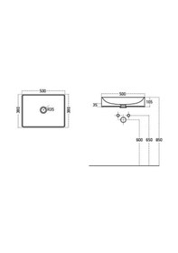 Resim Lucco Square 50 CM Dikdörtgen Lavabo Içi Beyaz Dışı Komple Altın 