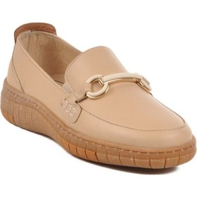 Resim Bej Hakiki Deri Anatomik Kadın Casual Ayakkabı Z078 Z Bej 