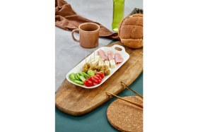 Resim Porselen Uzun Kulplu Sunum Tabağı ve Kahvaltılık 31X13,5X3,5 cm 