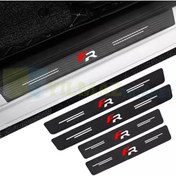 Resim yılmazetic Seat Fr Logo Karbon Kapı Eşiği Oto Sticker Etiket Yapıştırma Çıkartma 4 Parça 
