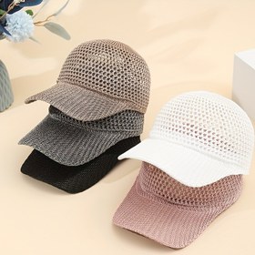 Resim 1 Adet Fileli Beyzbol Şapkası, Unisex Nefes Alabilen Yazlık Kesik Desenli Şapka 